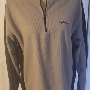 CABELA'S Stillwater Supply Co Fleece 1/4 Zip Pullover, GUC, L, Mocha/Black